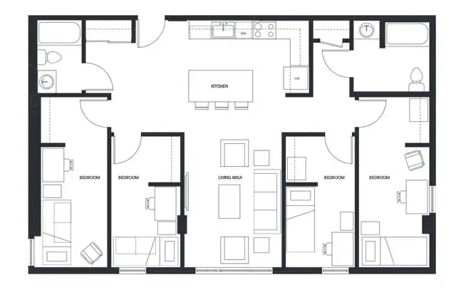 4 Bedroom 2 Shared floor plan